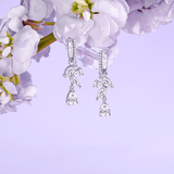 Pendientes colgantes de aro floral "Wisteria Flower Cluster" en plata de ley