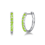 FANCIME Green Peridot 14K White Gold Hoop Earrings Main