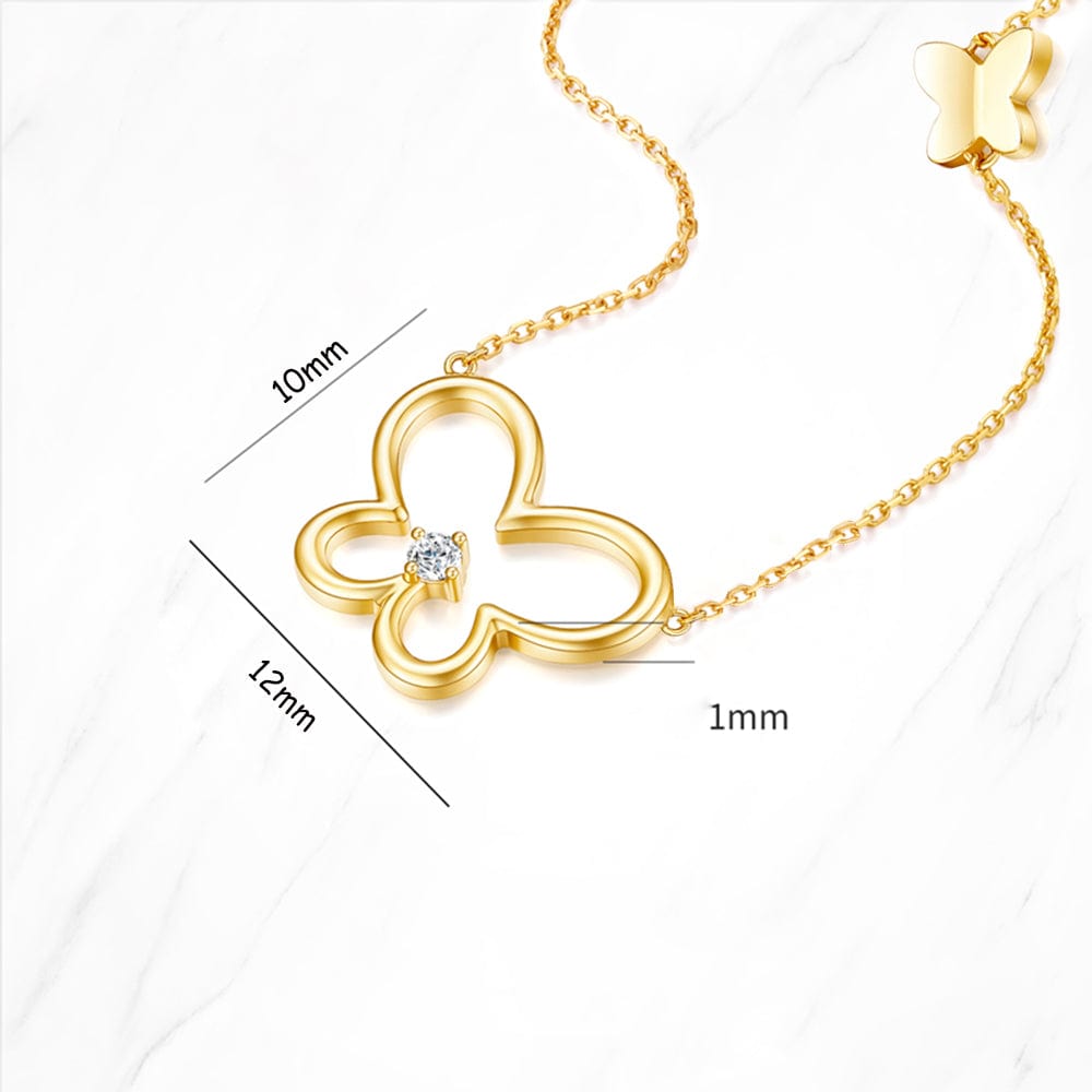 FANCIME "Golden Wings" Butterfly 14K Yellow Gold Necklace Size