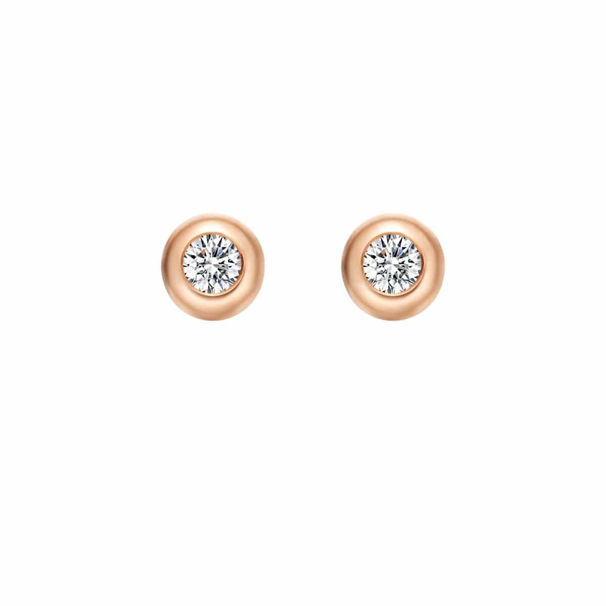 FANCIME Diamond XS Round 18K Solid Rose Gold Studs Main