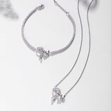 Pulsera de tenis con lazo dulce y piedra blanca "My Fairy Lady" en plata de ley FANCIME