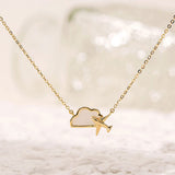 FANCIME "Dreamer" Cloud Mother Of Pearl Airplane 14k Yellow Gold Necklace Detail