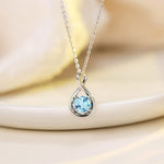 FANCIME "Birthstone" Aquamarine March Gemstone Sterling Silver Necklace Detail