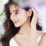 Pendientes colgantes de aro floral "Wisteria Flower Cluster" en plata de ley