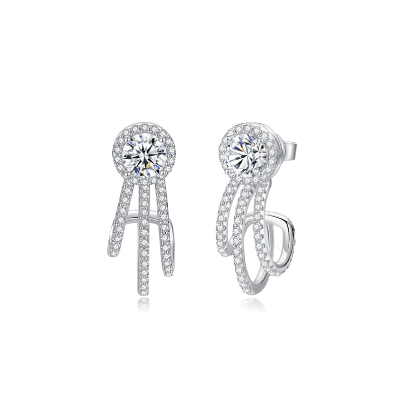 FANCIME "Parisian Star" Halo Setting Claw Sterling Silver Earrings Main