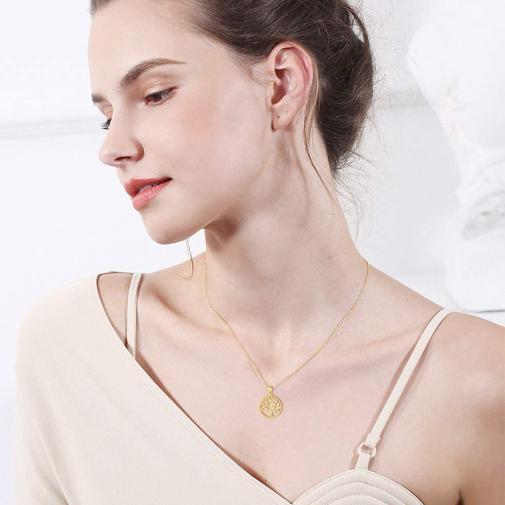 FANCIME Tree of Life 14K Solid Yellow Gold Necklace Show