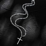 FANCIME High Polished Cross Sterling Silver Necklace Full