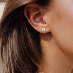 FANCIME Moissanite Bezel Set 14K Yellow Gold Stud Earrings Model