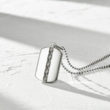 FANCIME "Self-Identity" Mens Dog Tag Sterling Silver Necklace Detail