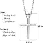 FANCIME Baseball Inspired Mens Cross Sterling Silver Necklace Size