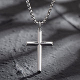 FANCIME Mens Beveled Cross Sterling Silver Necklace Detail