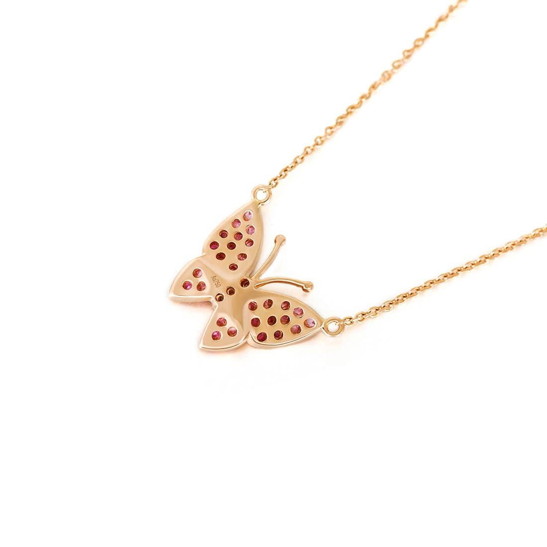 FANCIME "Fairy Titania" Pave Butterfly 14K Rose Gold Necklace Back2