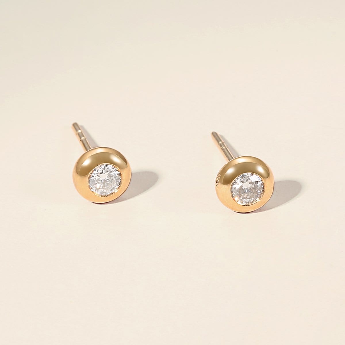FANCIME Diamond XS Round 18K Solid Gold Studs Show