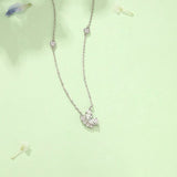 FANCIME "Aqua Joy" Sterling Silver Cut CZ Stones Flying Butterfly Necklace White Main