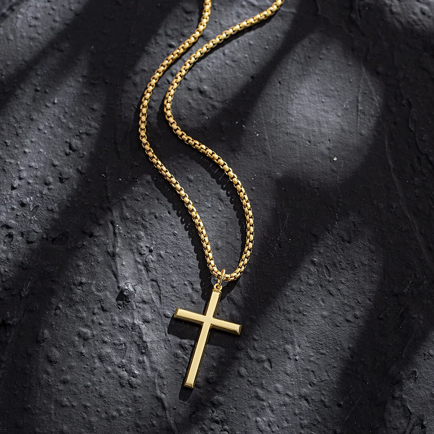 FANCIME Mens Polished Cross 925 Silver Necklace Show2