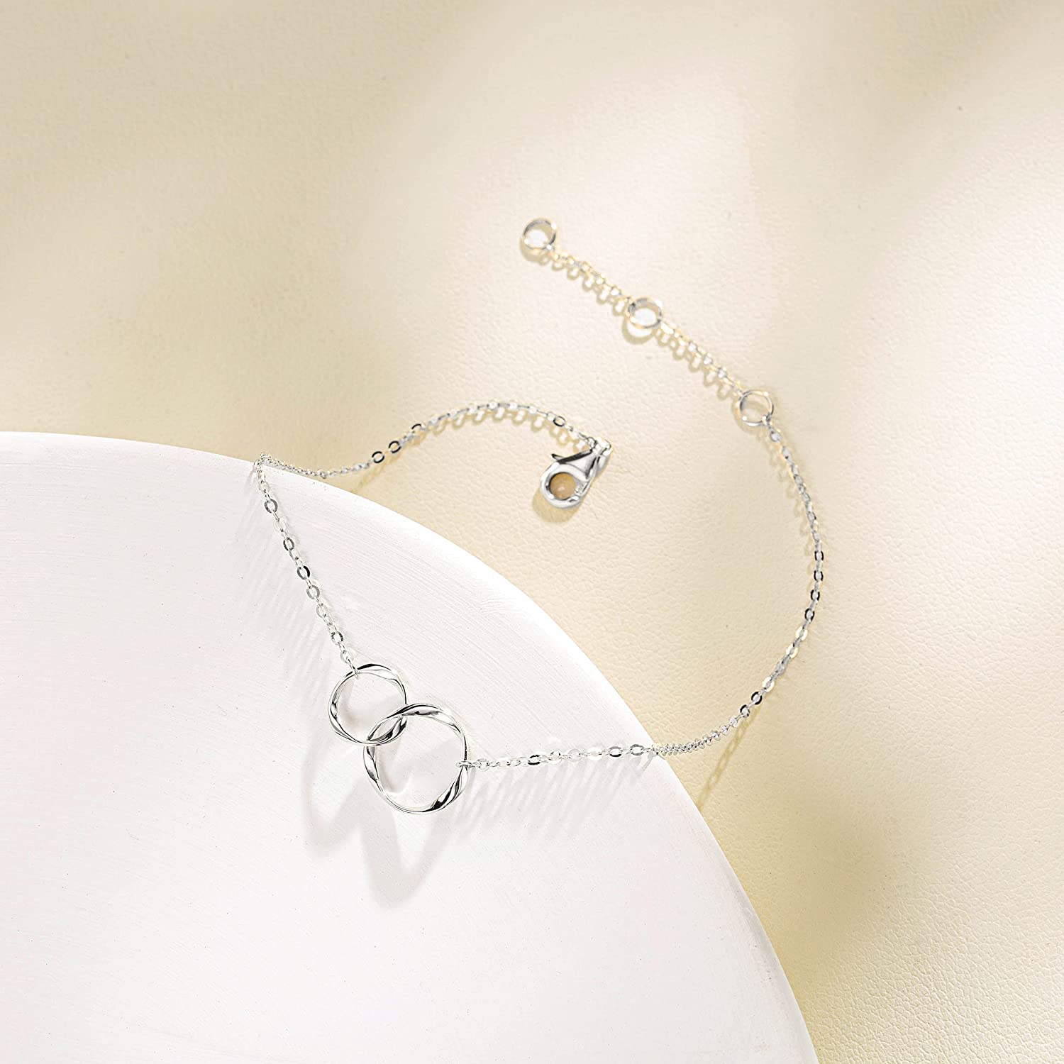 FANCIME Two Interlocking Infinity Eternity 14K Solid Gold Bracelet Show