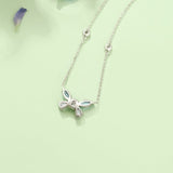 FANCIME "Azura" Sterling Silver Cut CZ Stones Butterfly Necklace Blue Back