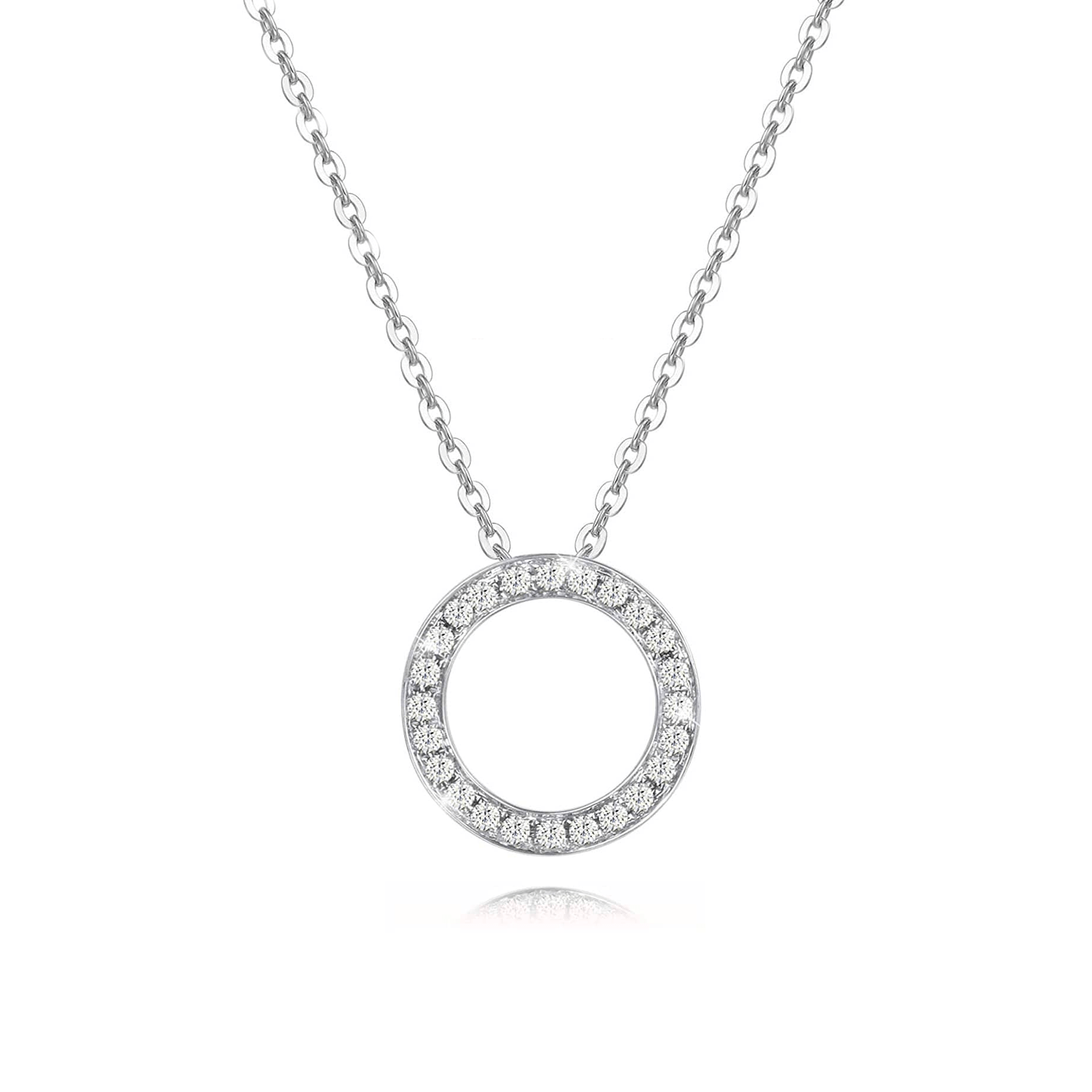 FANCIME "Eternity Circle" Halo Open 14K White Gold Necklace Main
