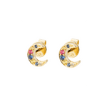 Yellow gold moon design fine jewelry earrings 