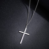 FANCIME Beveled Edge Cross Sterling Silver Necklace Detail2