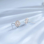 FANCIME 2.2CTTW Moissanite Flower 14K White Gold Stud Earrings Show