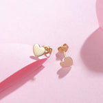 FANCIME Minimalist Heart 14K Yellow Gold Stud Earrings Show