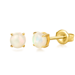 FANCIME "Lumi" Round Opal 14K Solid Yellow Gold Studs Main