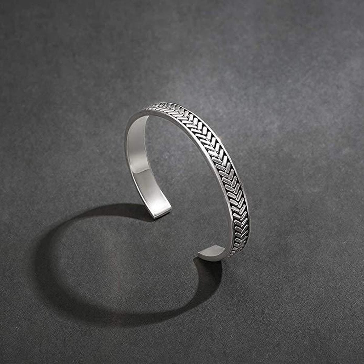 FANCIME FEARLESSNESS Mens Open Cuff Sterling Silver Bracelet Show