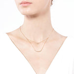 Double Chain Choker Layered Minimalist Diamond Necklace in 14k Yellow Gold