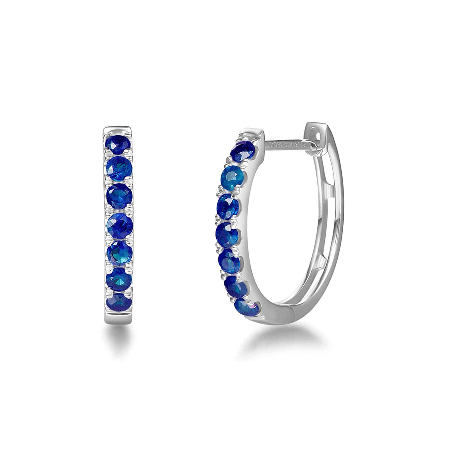 FANCIME Blue Sapphire 14k White Gold Hoop Earrings Main