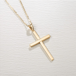 Sleek High Shine Cross Pendant Necklace in 14K Yellow Gold - FANCI ME