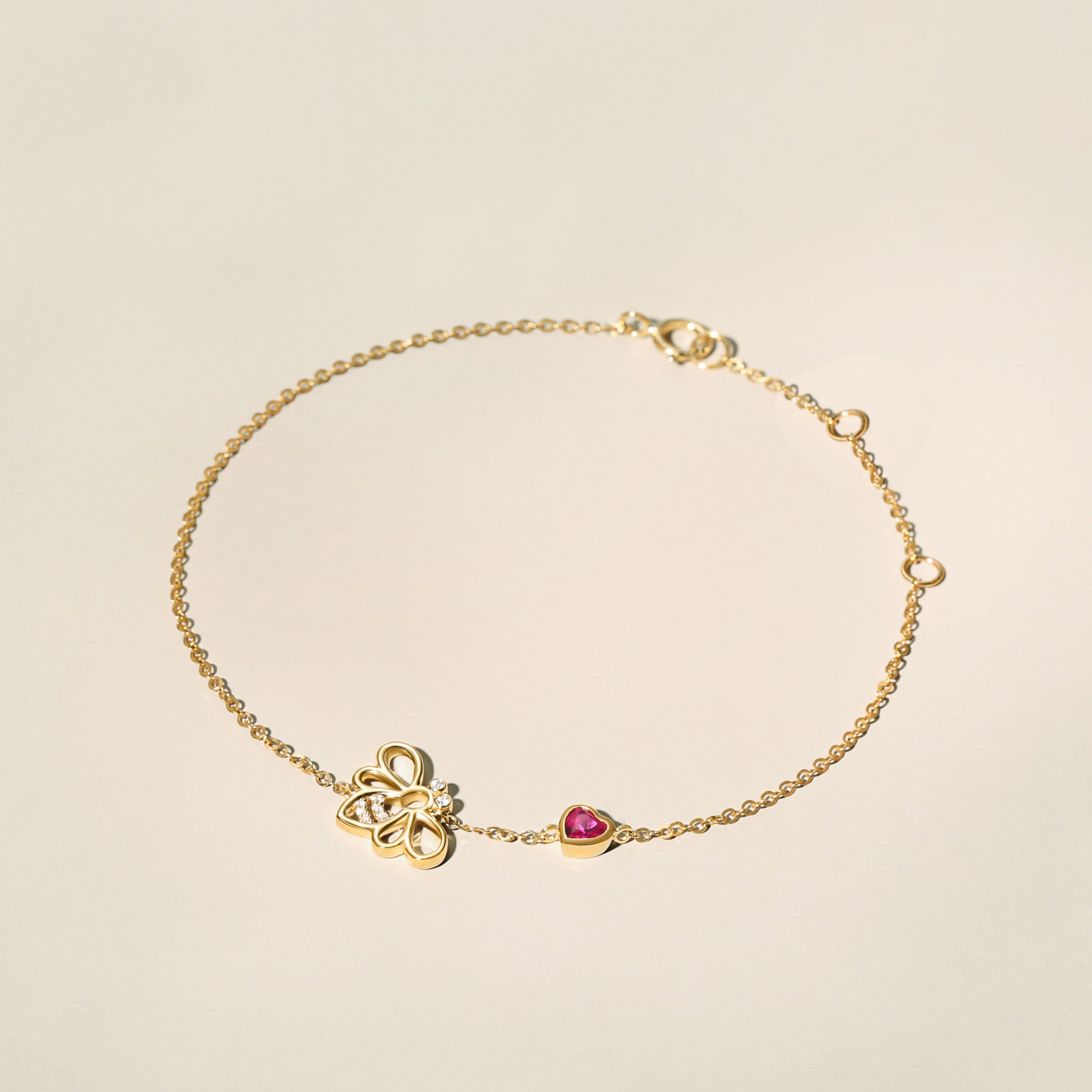 FANCIME "Be Bright" Dainty Bee 14K Yellow Gold Bracelet Show