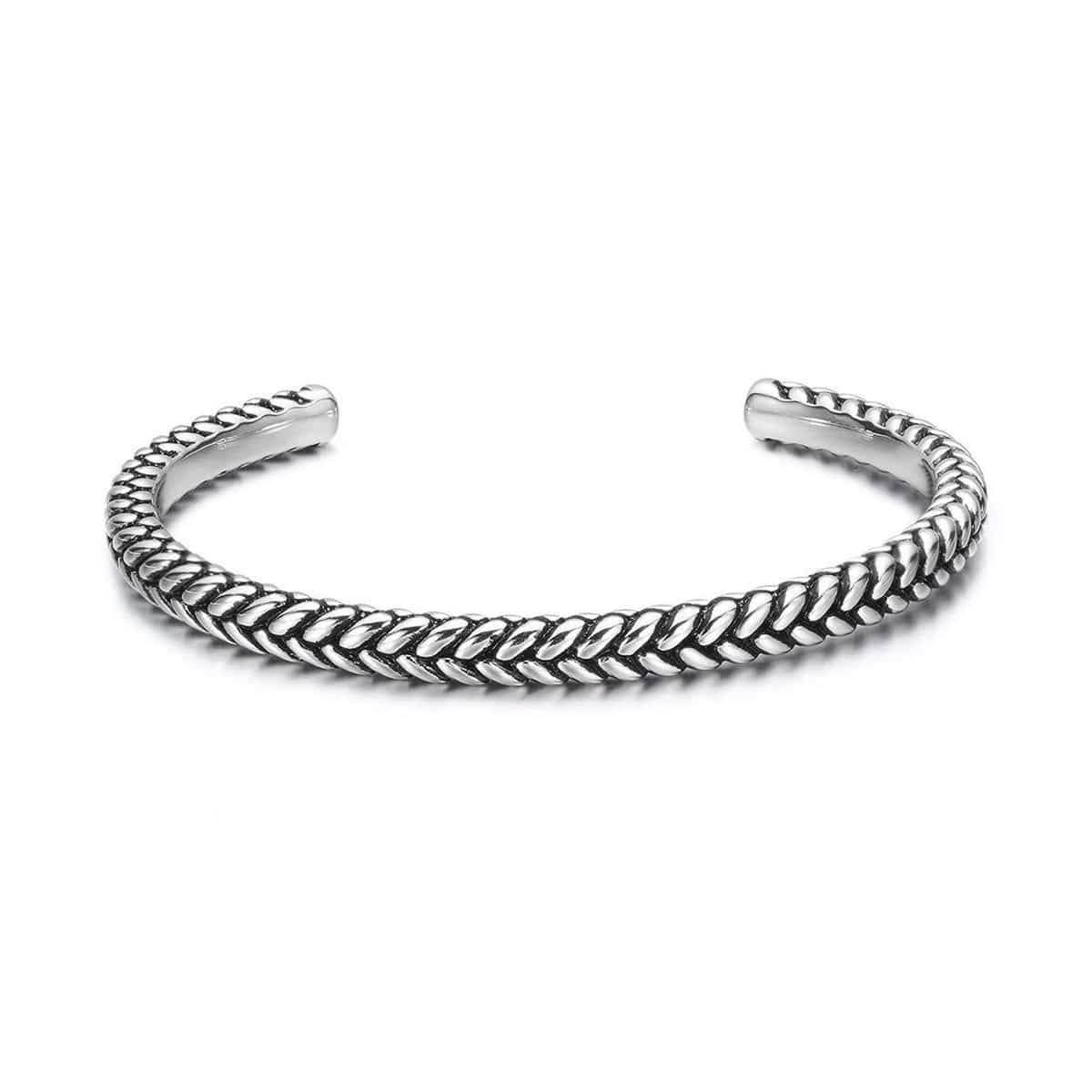 FANCIME Intrepidity Mens Open Cuff 925 Sterling Silver Bracelet Main