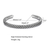 FANCIME Intrepidity Mens Open Cuff 925 Sterling Silver Bracelet Size