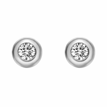 Round 18K Solid White Gold Round Diamond Studs